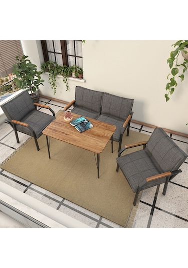 Mygusi Hayal Balkon, Bahçe, Cafe, Teras - Metal Kanepe Koltuk Takımı - 2+1+1 Masali Koyugri Koyu Gri Mygusi Hayal Balkon, Bahçe, Cafe, Teras - Metal Kanepe Koltuk Takımı - 2+1+1 Masali Koyugri Koyu Gri
