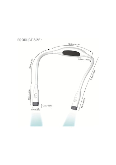 Boatshop1 1 Adet Siyah Led Boyun Okuma Lambası Usb Şarj Edilebilir 3 Renk Ayarlanabilir Parlaklık Bükülebilir Kol Rahat Ve Hafif Siyah