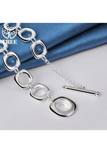 925 Ayar Gümüş Kare Yuvarlak Zincir Kolye Takı