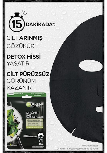 Garnier Skin Naturals Kömürlü Kağıt Yüz Maskesi Siyah Yosun - 3 A