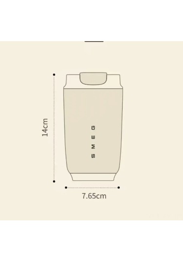 Shineyee Smeg İtalyan Üretimi 320 Ml Çift Duvarlı Paslanmaz Çelik Isı Saklama Kahve Fincanı Kapaklı Beyaz 1 Adet Beyaz Sarı