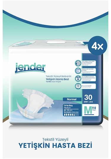 Jender 5.5 Damla Belbantlı Hasta Bezi M Beden 4 x 30'Lu 120 Adet
