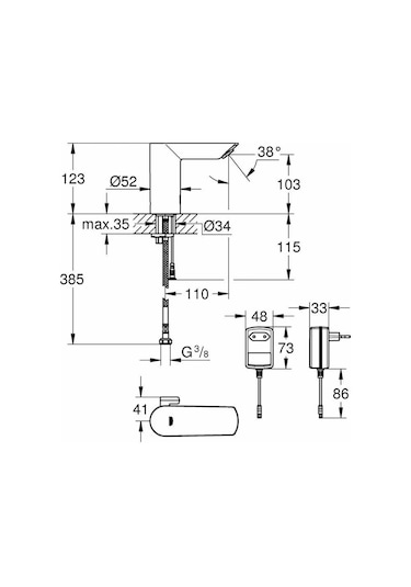 Grohe Bau Cosmopolitan Fotoselli Lavabo Bataryası