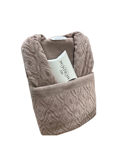 Banyo Çeyiz Seti, %100 Pamuk Bornoz Takımı, 8 Parça Aile Bornoz Seti, Havlu & Havlu Seti Kahve-krem Kahverengi