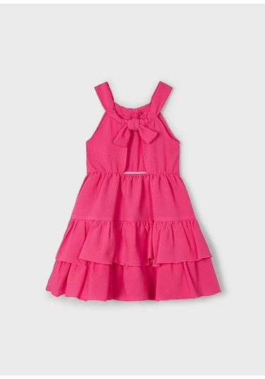 Mayoral 3933 Kız Çocuk Fuşya Fırfırlı Elbise Fuşya