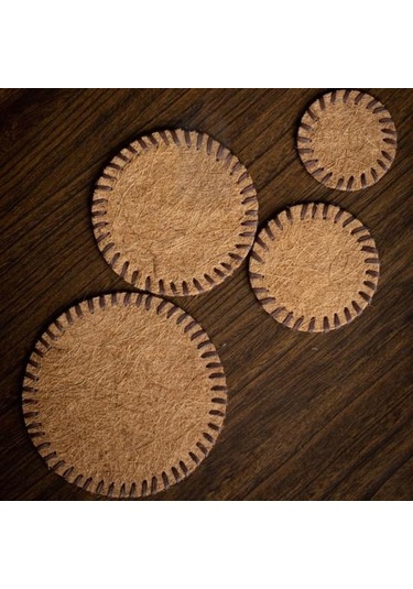 2 Adet Coaster El Yapımı Hindistan Cevizi Kahverengi Çay Mat Isıya Dayanıklı Kaymaz Yeniden Kullanılabilir Coaster Çaydanlık Ve Bardak 8cm Diğer