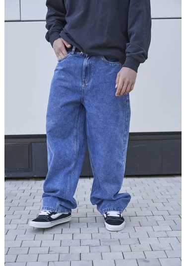 Favorite Seven Y2k Oversize Düz Geniş Paça Jean Pantolonlar 233787643 Mavi