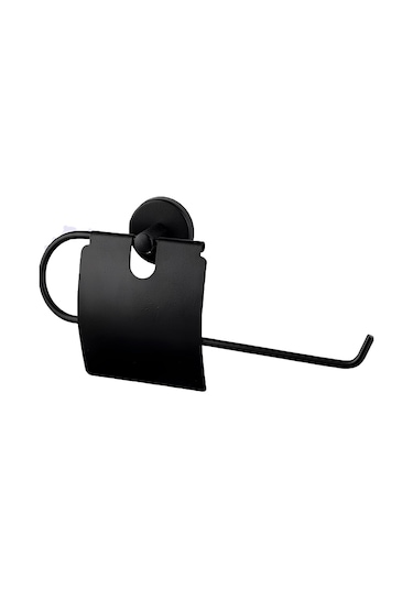 Paslanmaz Duvara Monte Banyo Solo Kapaklı Kağıt Havluluk Kapaklı Kağıtlık Seti Siyah