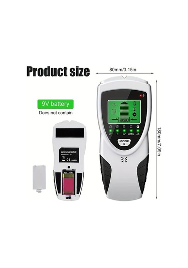 Chuangyinshop Beyaz 5'li 1 Multifonksiyonlu Duvar Dedektörü Lcd Ekran Sesli Alarm Metal Ahşap Dedektörü