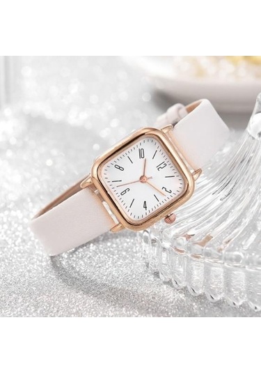 Bosphorusboutique02 Yeşil Kadın Saat, Kare Kadran, Ayarlanabilir Suni Deri Kayış, Zarif Minimalist, Hediye Moda Takı, Günlük Kullanım, Yüksek Doğruluk Metal Elbise Bilek Saati Çok Renkli