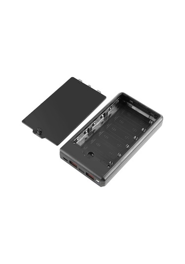 Vkemall Haweel 6 Hücre 18650 Levazımsız Pil Kutusu, 22.5w Hızlı Şarj, Ekranlı Taşınabilir Güç Kutusu, Siyah Renkli