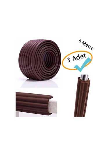 Evokids Çok Amaçlı Kauçuk Kenar Koruyucu Kahve 3 Adet Çok Renkli