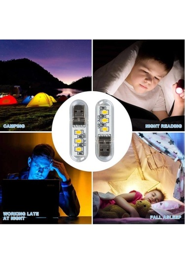 3 Ledli Taşınabilir Mini Usb Led Lamba Beyaz Led