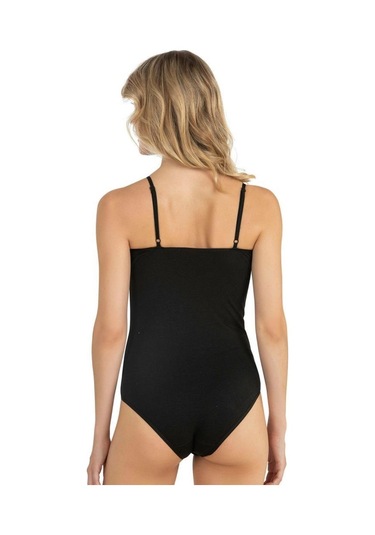 Fabony Bayan İp Askılı Çıtçıtlı Body 1180 Siyah