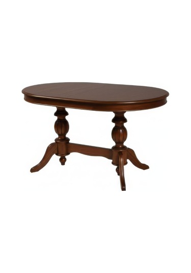 Montclair Çift Baba Ayaklı Masif Ahşap Oval Yemek Masası 90x140 Ceviz