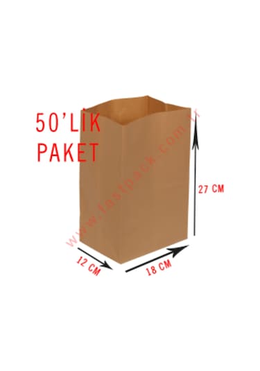 50 Adet 18Cmlik Kraft Kağıt Poşet Çanta