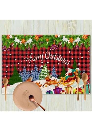 Xıxun Ülkesi Tarzı Retro Placemat Placemat Noel Mat Masa Keten Batı Avrupa Anti-kirli Amerika 22 Pd Çok Renkli Çok Renkli