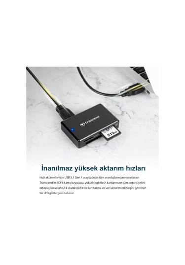 Transcend Ts-Rdf8K2 Rdf8 Usb 3.0 Siyah Kart Okuyucu