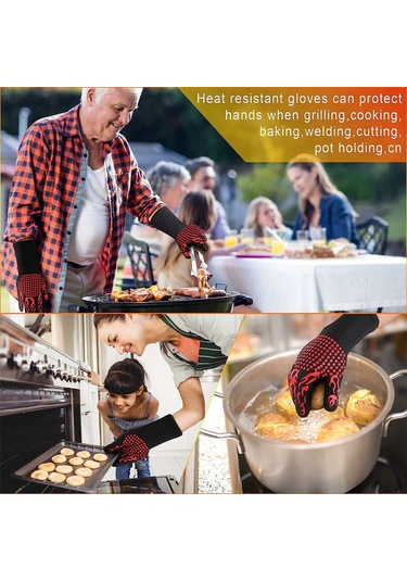 Ximistore9 800 C Isı Dayanıklı Mutfak Eldiveni - Mavi 26cm 2'li Paket - Barbekü, Pişirme Ve Fırın Koruması Çok Renkli