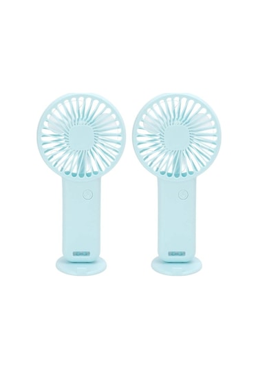 2 Adet Mini Fan,telefon Tutucu,portatif El Vantilatörü Mavi 9,3x19cm