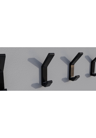 Hepsi3boyutlu - 5 Adet Siyah Kanca Askılık Siyah