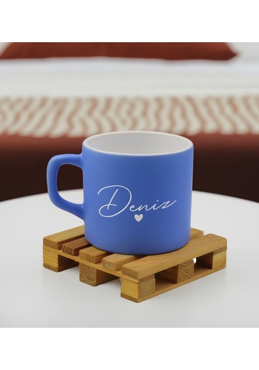 Bk Gift Kişiye Özel İsimli Mavi Renkli Middle Çay & Kahve Fincanı-1, Arkadaşa Hediye, Sevgiliye Hediye, Doğum Günü Hediyesi Kobitmeyencom32488 Bk Gift