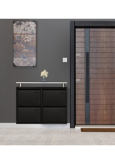 Kaser Metal 2+2 Li Siyah Metal Ayakkabılık Siyah