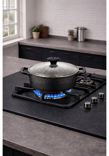 Falez Black Line Granit Döküm 3 Prç Set Antrasit