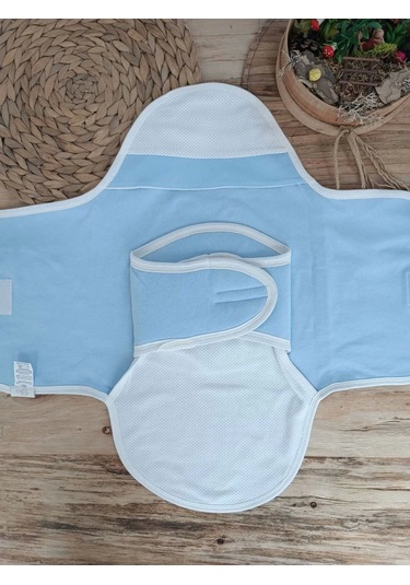 Yenidoğan Mutlu Fil Ailesi Nakışlı Çıt Çıt Kapamalı Bebek Kundak Ekru-mavi Ekru-Mavi