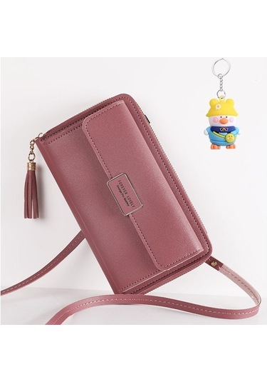 Silkroadselect Runxi Life Hall Büyük Kapasiteli Cep Telefonu Çantası Küçük Omuz Crossbody Fermuarlı Çanta Koyu Pembe