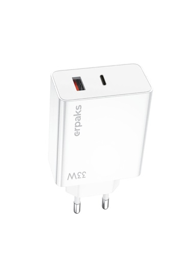 Erpaks Erd 33w Usb-a/type-c Hizli Sarj Adaptoru Beyaz