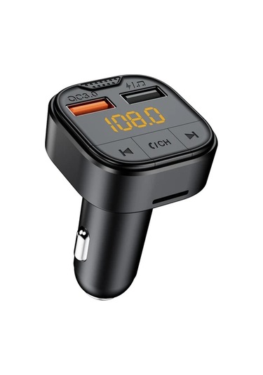 Honeybeeshop 1 Adet Standart Araba Kablosuz Oynatıcı Eller Serbest Telefon Fm Verici Ses Alıcısı Araba Şarj Cihazı