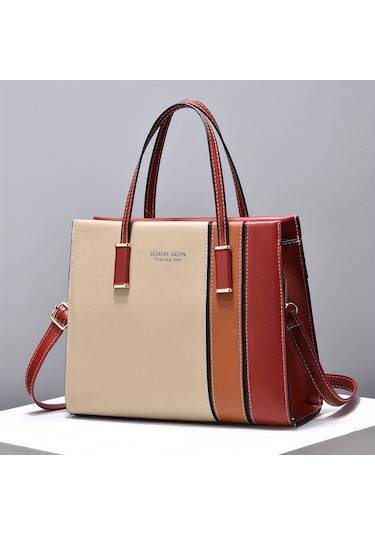 Renk Bloklu Trendy Omuz Çantası