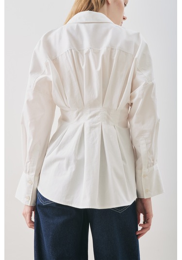 Pile Detaylı Gömlek Ekru Ekru
