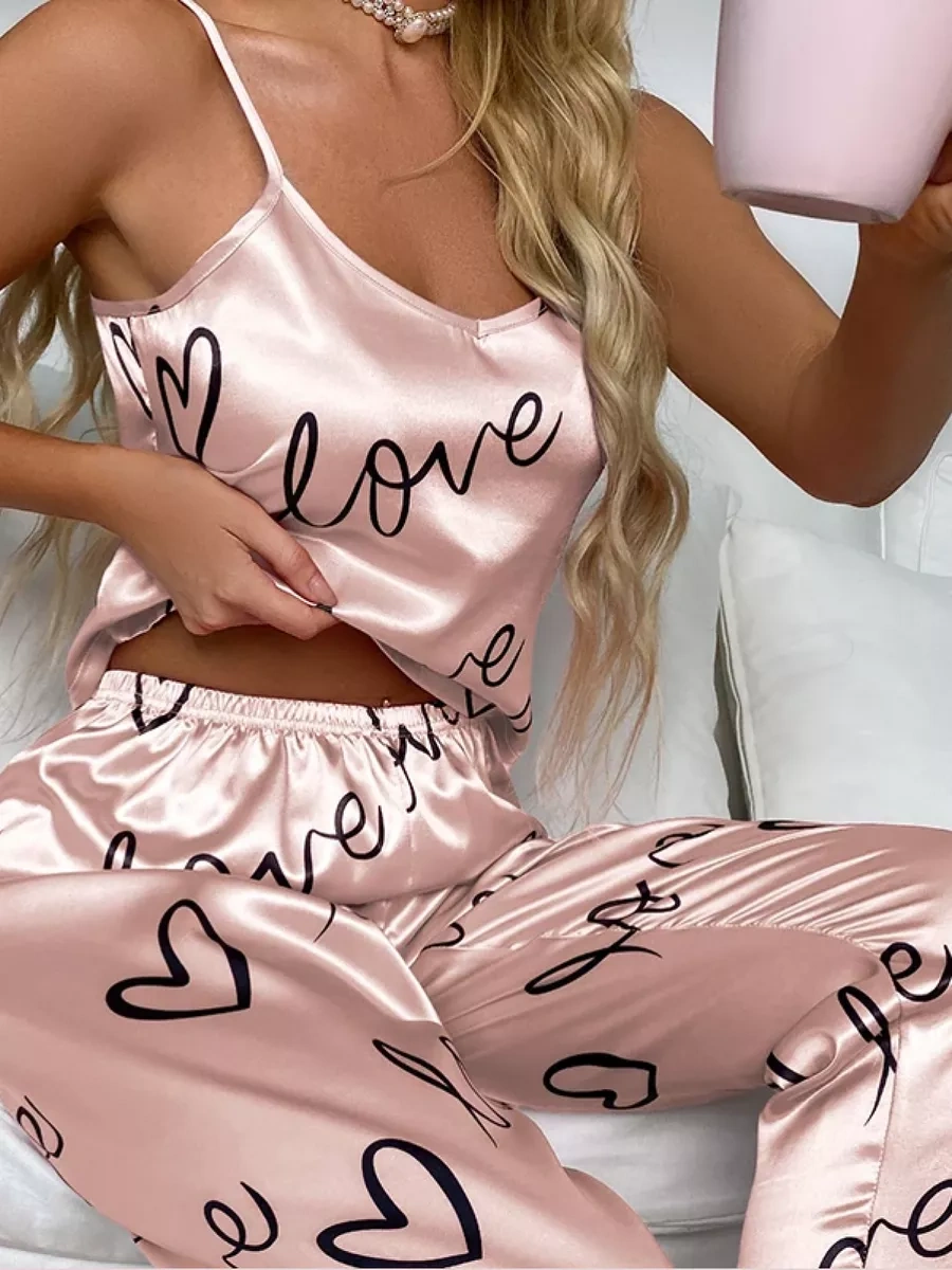 Mr.sun Saten Pantolon Ve Atlet Pijama 224433002 Açık Pembe