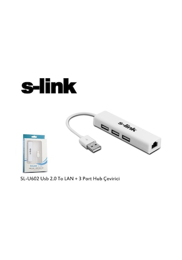 S-Link Sl-U602 USB 2.0*3 Port Hub + Rj45 Ethernet Çevirici