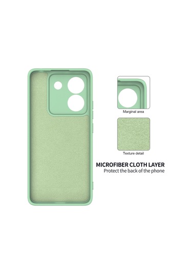 Xiaomi Poco M7 Pro 5g İçin Düz Renk Sıvı Silikon Damlamaz Tam Kapsama Telefon Kılıfı Yeşil