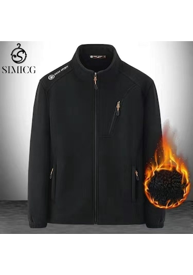 Sıcak Ve Kalın Polar Ceket, Bol Kesim Erkek Ceketi Siyah