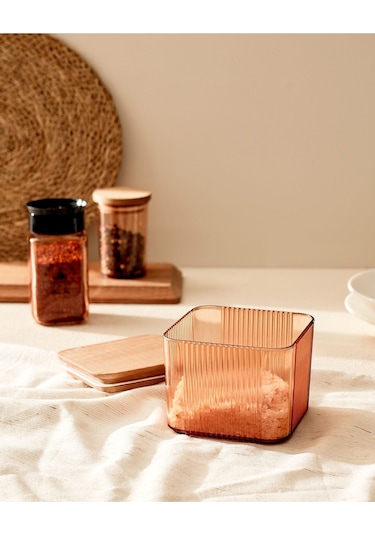 Madame Coco Renard Ahşap Kapaklı Saklama Kabı 500 ML Amber