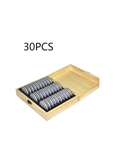 30 Adet Numara Saklama Kutusu, Çam Ahşap, Nem Engellici, Koleksiyonluk Medallion Ve Madeni Para Kutusu Kahverengi Kahverengi