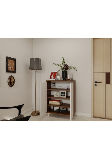 Kardiya Çok Amaçlı Dolap Amalfi Beyaz Kahverengi - Beyaz