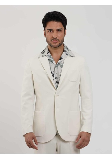 Dufy Bej Erkek Slim Fit Düz Mono Yaka Casual Ceket - 104432-bej Bej