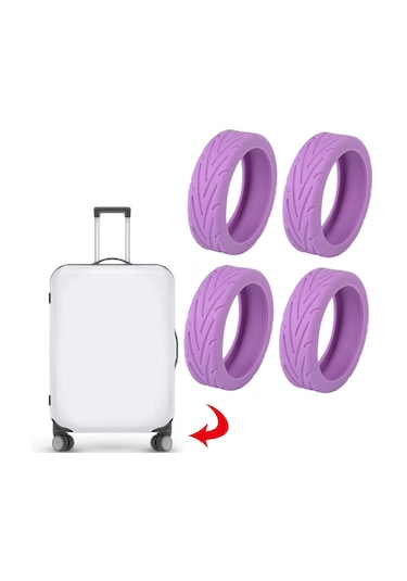 Homyl 4 Parça Bagaj Jant Kapakları Bavul Ofis Koltuğu Mor Mor