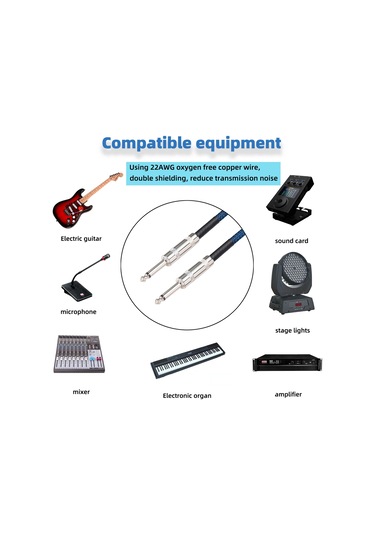 Sones Tc048bl 6,35 Mm Fiş Erkek - Erkek Elektrik Gitar Mono Ses Kablosu, Uzunluk: 1,8 M