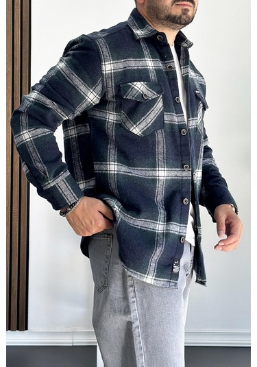 Erkek Normal Kalıp Oduncu Gömlek Yeşil Edw199 Yeşil