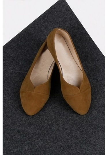 Taba Renk Bayan Süet Babet Ayakkabı Taba