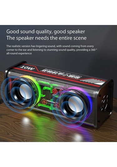 Vaorlo 10w Şeffaf Mecha Kablosuz Bluetooth Hoparlör Ses Işığı Ritim Subwoofer Tws Stereo Cyberpunk Müzik Merkezi Eller Serbest Arama