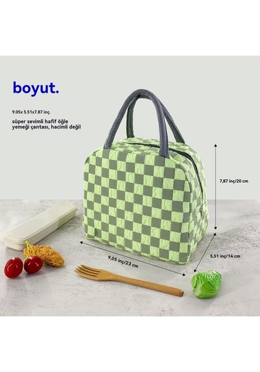 Ulzyvf Yeşil Yalıtımlı Tote Çanta, Su Geçirmez Seyahat Soğutucu, Piknik & Ofis İçin Kawaii Tasarım, Erkekler Ve Kadınlar İçin Estetik Çanta Açık Yeşil