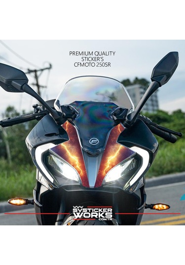 Cfmoto 250sr Sticker Ön Kafa Kaplama Modeli Hazır Kit Şimşek Sticker Desen Kaplama