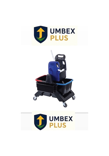 Umbex Çift Kovalı Krom Temizlik Arabası Paspas Arabası Islak Mop Seti 5 Adet Mop
